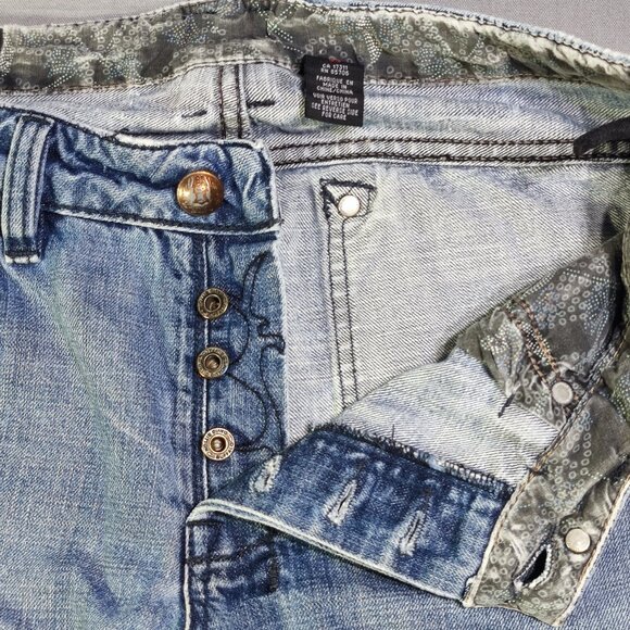 Buffalo jeans Six authentic men's size 31x32 hard washed blue frayed distressed - Picture 9 of 14